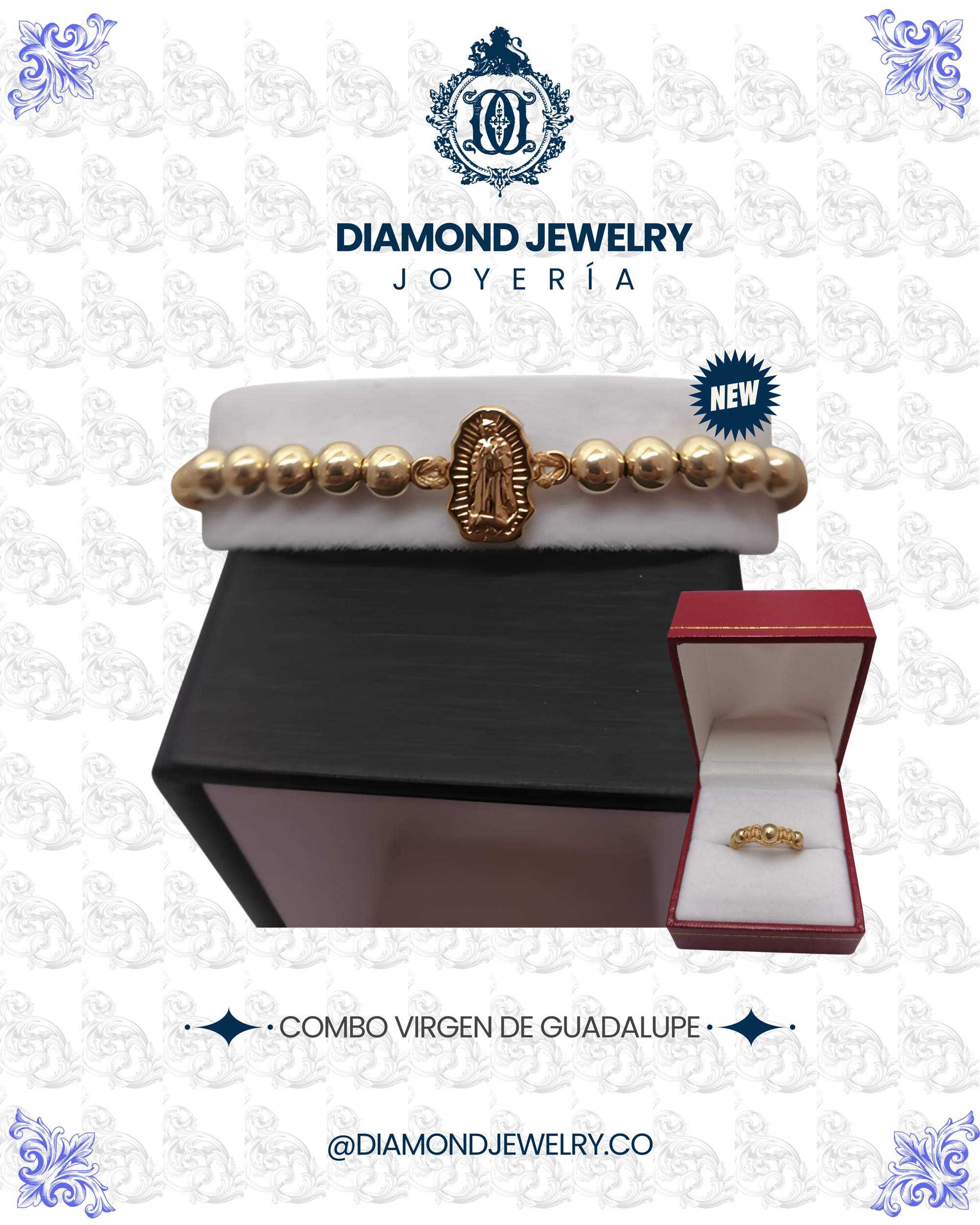 Combo Virgen De Guadalupe / Tejido Oro Laminado 18k
