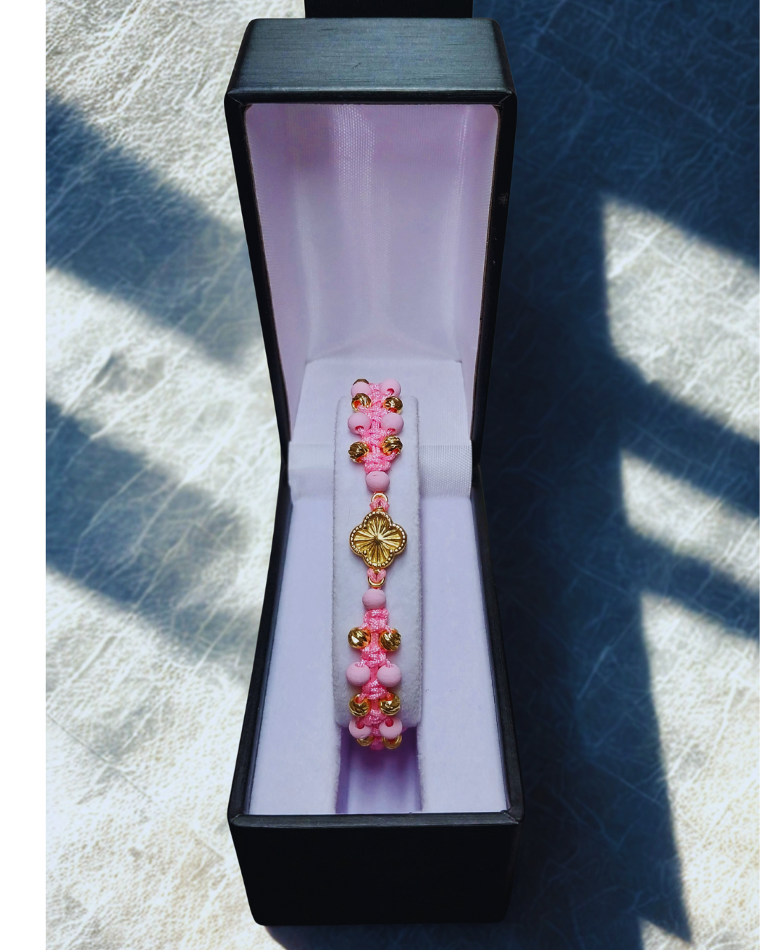 Trebol Rose Lucky / Pulsera tejida Oro Laminado 18k