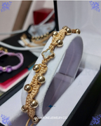 Trébol Lucky Blanca / Pulsera tejida Oro laminado 18k