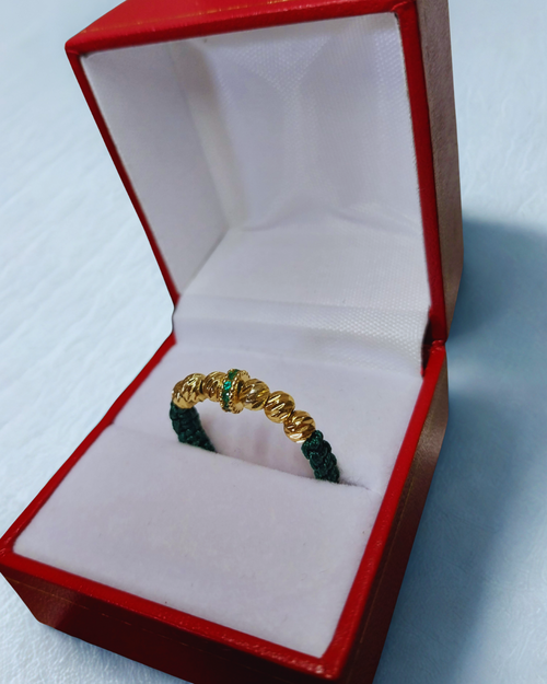 Anillo Esmeralda Exclusivo / Tejido Oro Laminado 18k