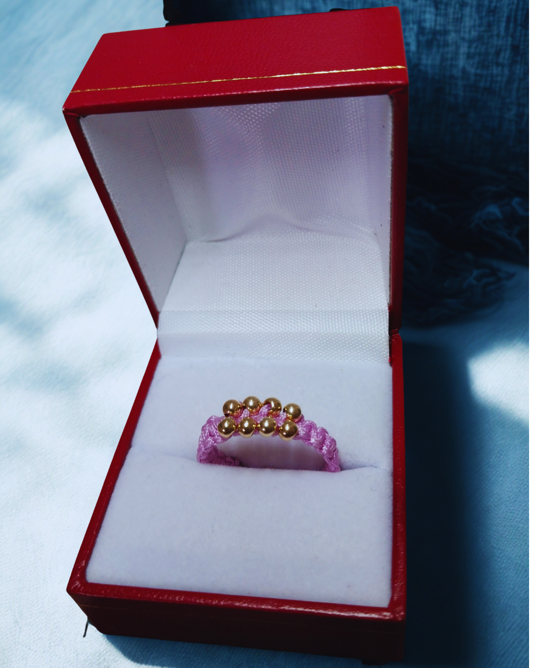 Anillo Rose 8 Perlas / Tejido oro laminado 18k